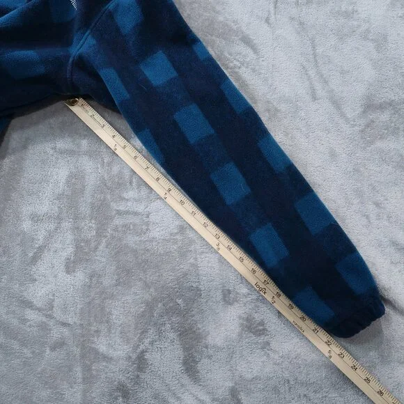 Columbia Mens Fleece Jacket Casual Drawstring Waist Zip Up Checkered Blue - Picture 14 of 16